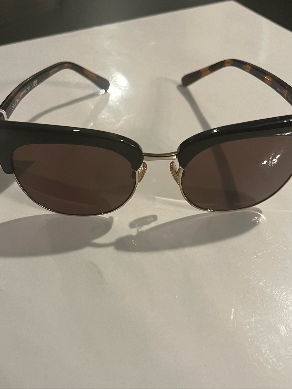 Coach Classic Black with Tortoise Arms Half-Rim Sunglasses - Women New No CASE